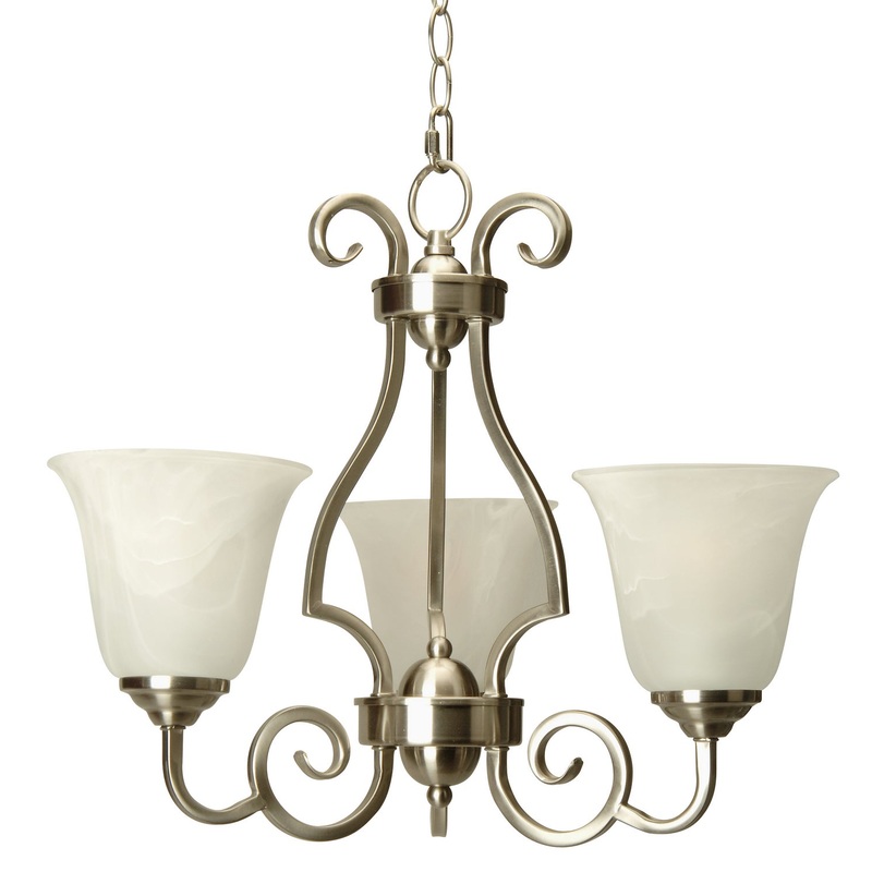 Cecilia Three Light Chandelier in Brushed Satin Nickel