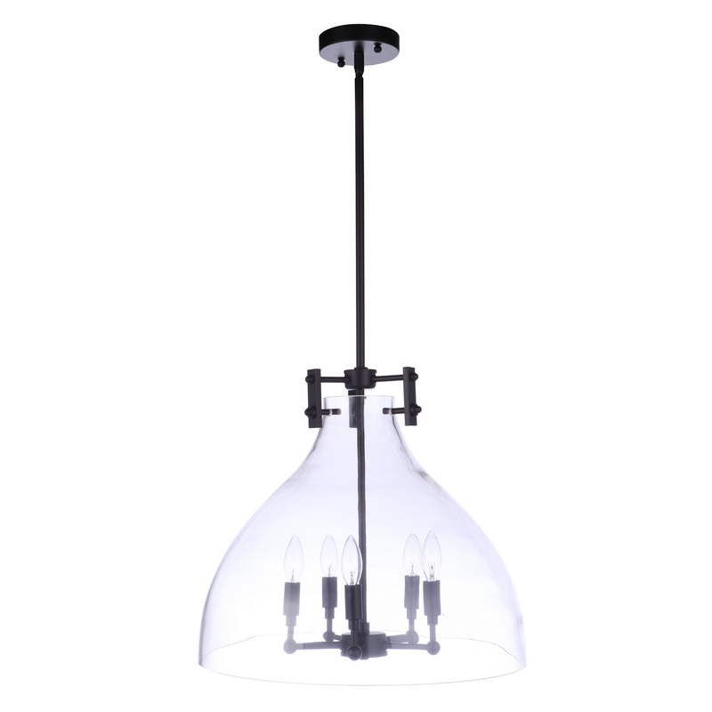Chardonnay Five Light Pendant in Flat Black