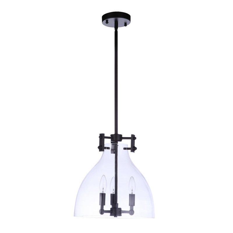 Chardonnay Three Light Pendant in Flat Black