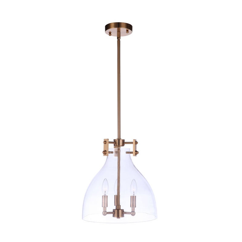 Chardonnay Three Light Pendant in Satin Brass