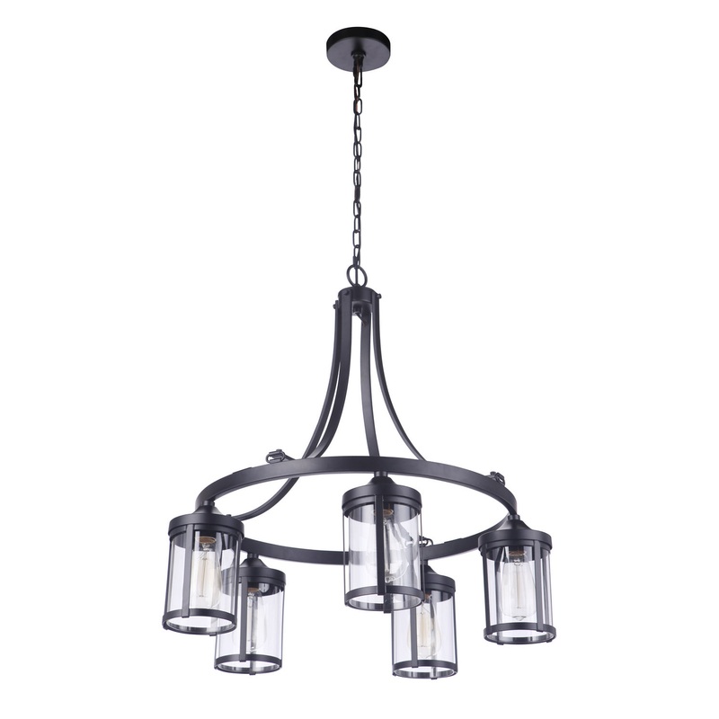 Elliot Five Light Chandelier in Flat Black