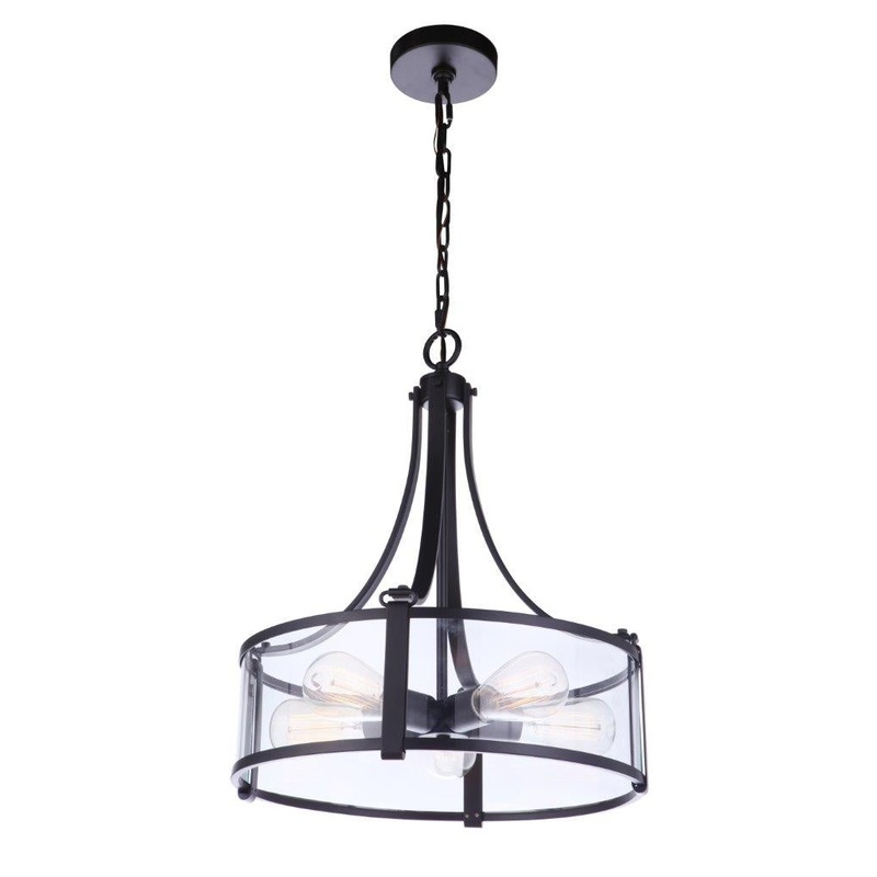 Elliot Five Light Pendant in Flat Black