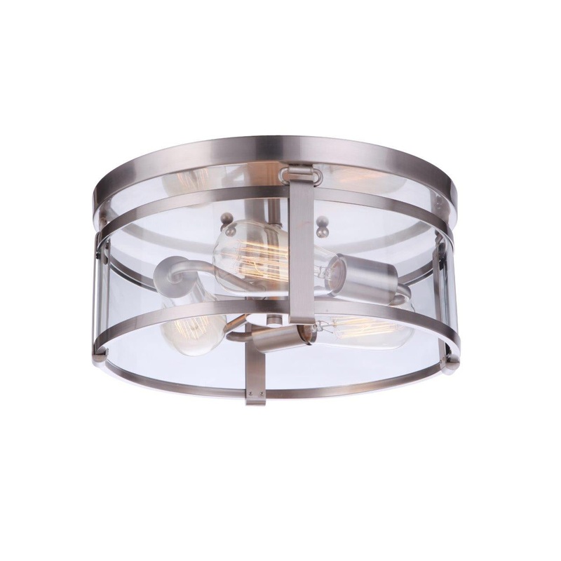 Elliot Three Light Flushmount in Brushed Polished Nickel