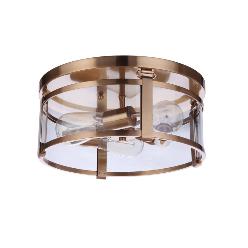 Elliot Three Light Flushmount in Satin Brass