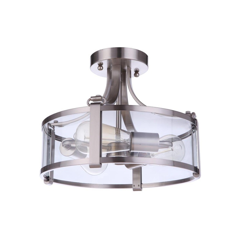 Elliot Three Light Semi Flush Mount in Brushed Polished Nickel