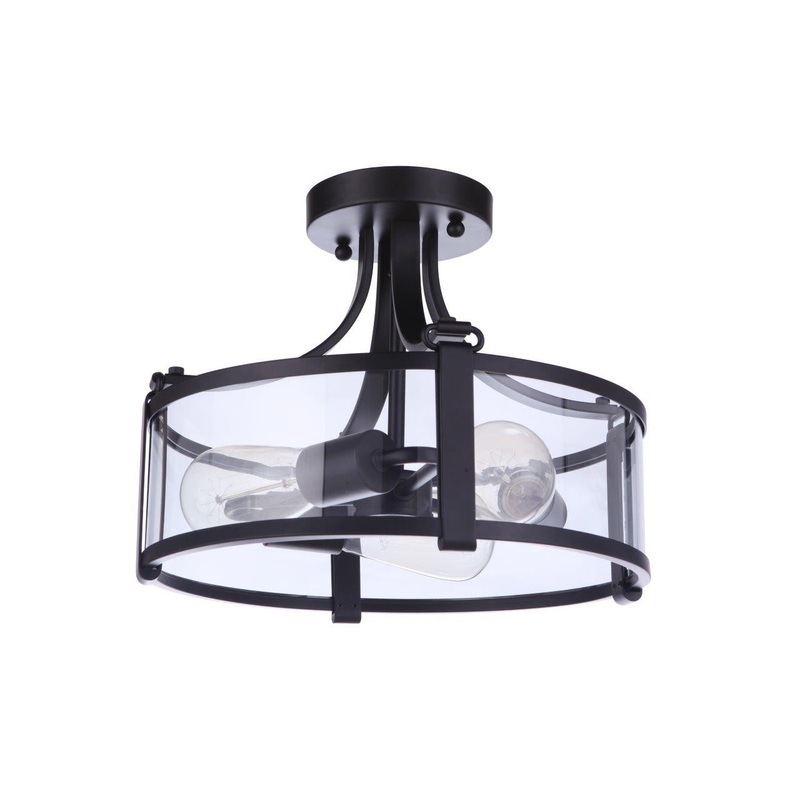 Elliot Three Light Semi Flush Mount in Flat Black