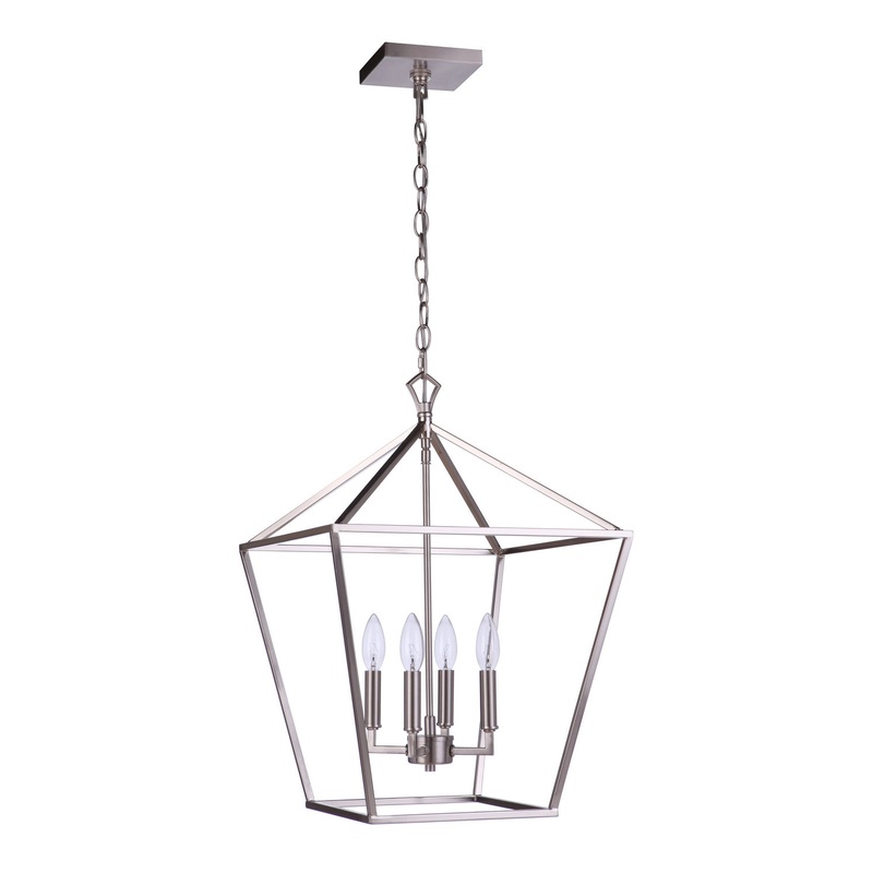 Flynt II Four Light Foyer Pendant in Brushed Polished Nickel