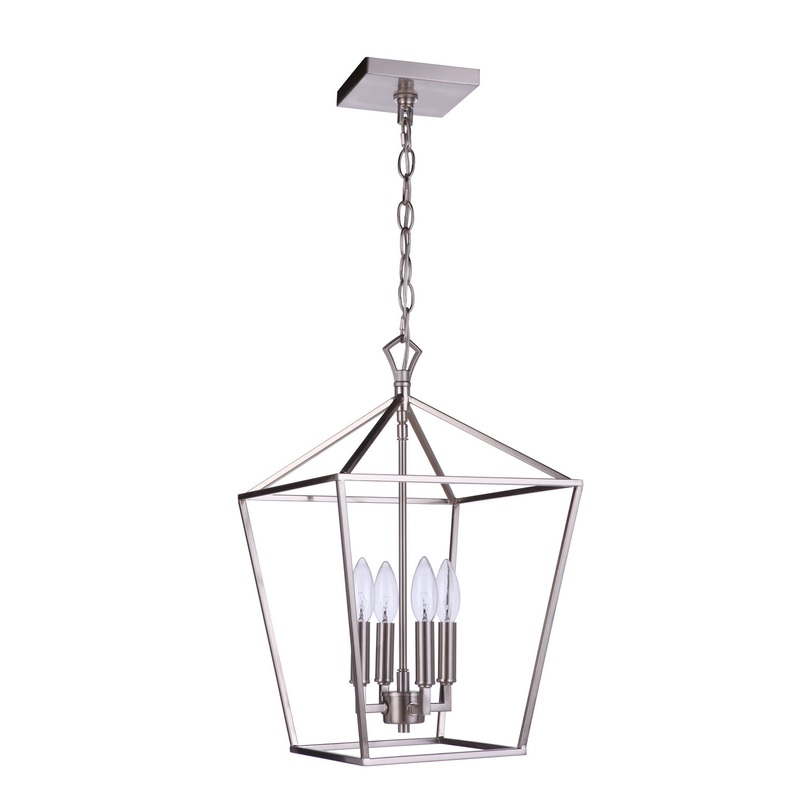 Flynt ll Four Light Foyer Pendant in Brushed Polished Nickel