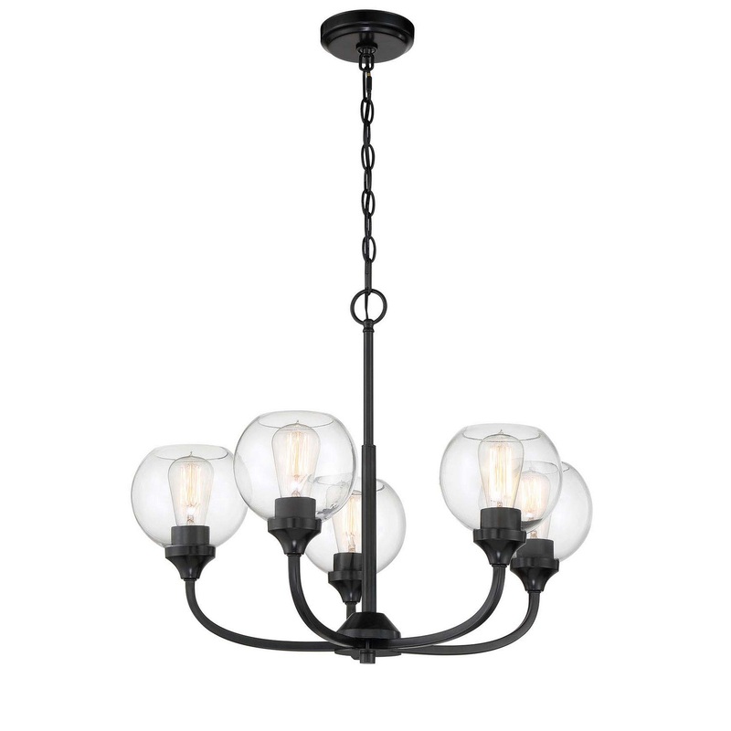 Glenda Five Light Chandelier in Flat Black