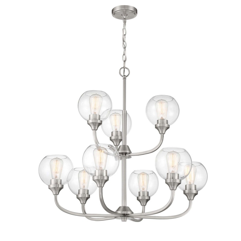 Glenda Nine Light Chandelier in Brushed Polished Nickel