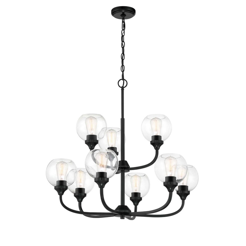 Glenda Nine Light Chandelier in Flat Black