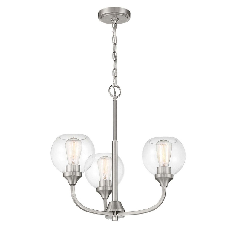 Glenda Three Light Chandelier in Brushed Polished Nickel