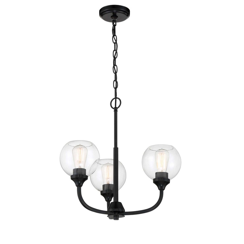 Glenda Three Light Chandelier in Flat Black