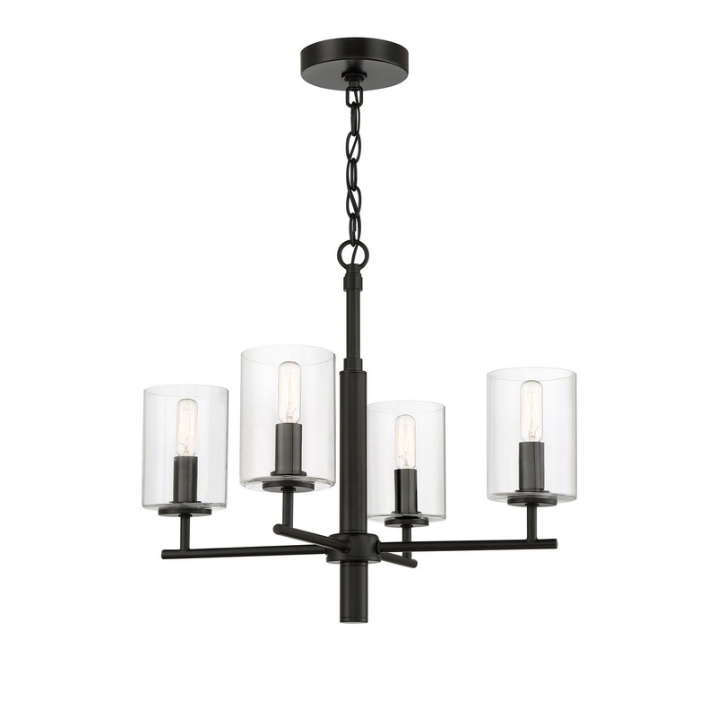 Hailie Four Light Chandelier in Flat Black