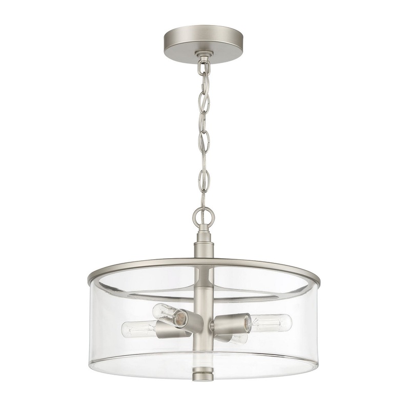 Hailie Four Light Convertible Semi Flush in Satin Nickel