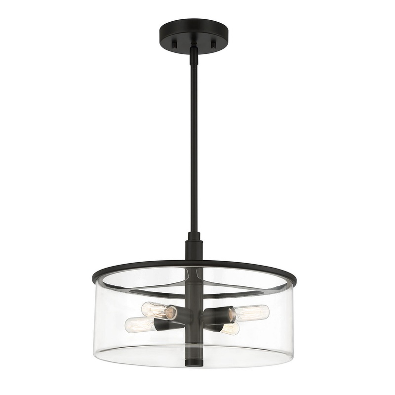 Hailie Four Light Pendant in Flat Black