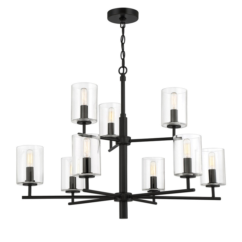 Hailie Nine Light Chandelier in Flat Black