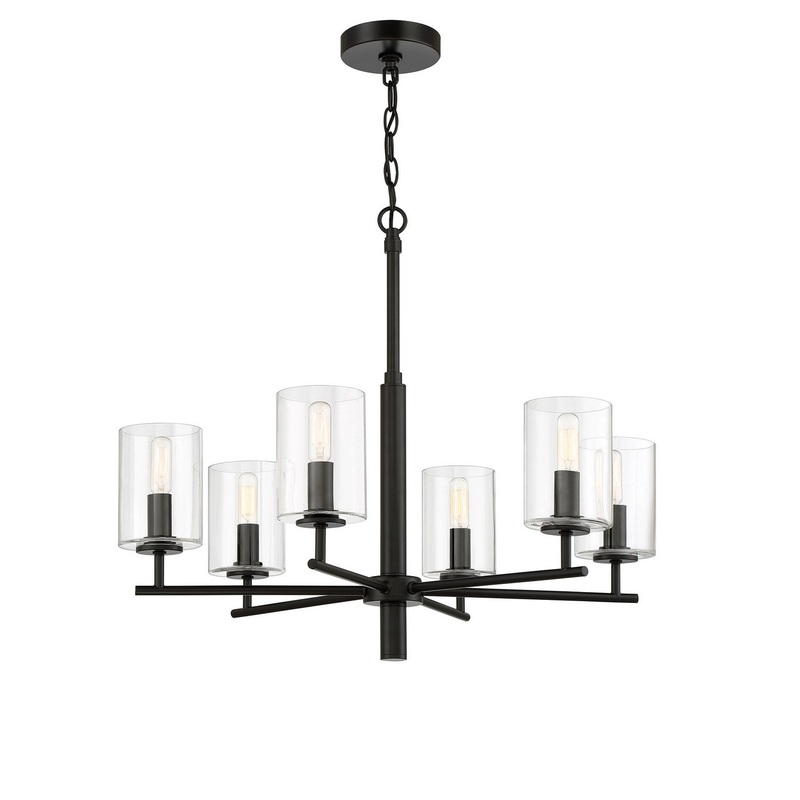 Hailie Six Light Chandelier in Flat Black