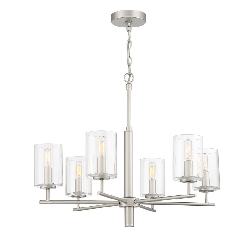Hailie Six Light Chandelier in Satin Nickel