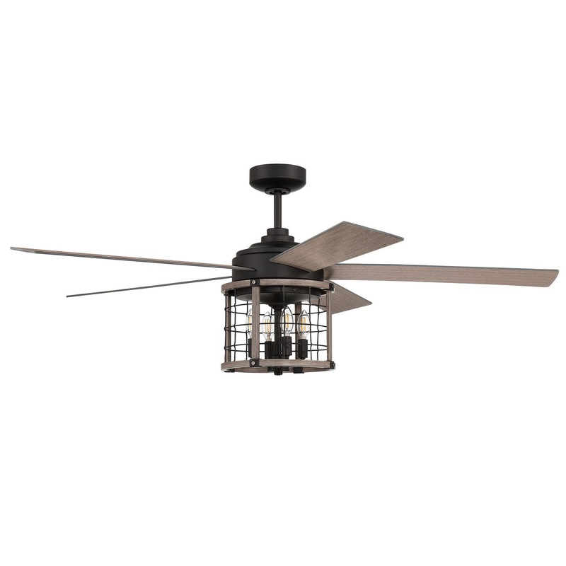Nicolas 56``Ceiling Fan in Flat Black/Light Wenge