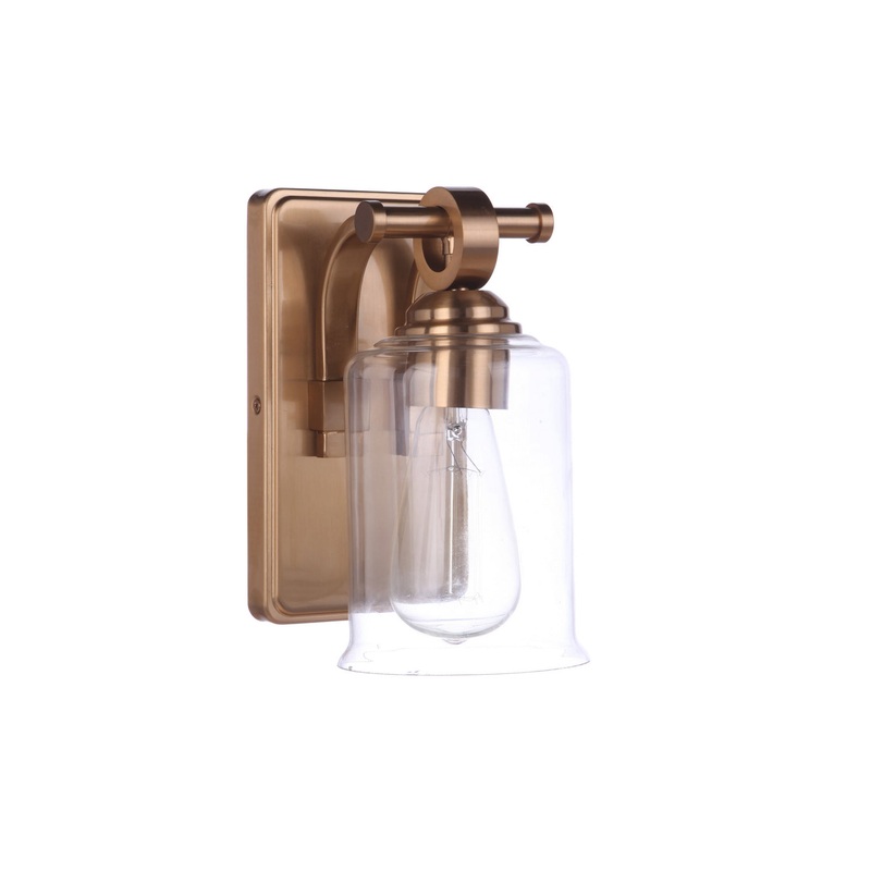 Romero One Light Wall Sconce in Satin Brass