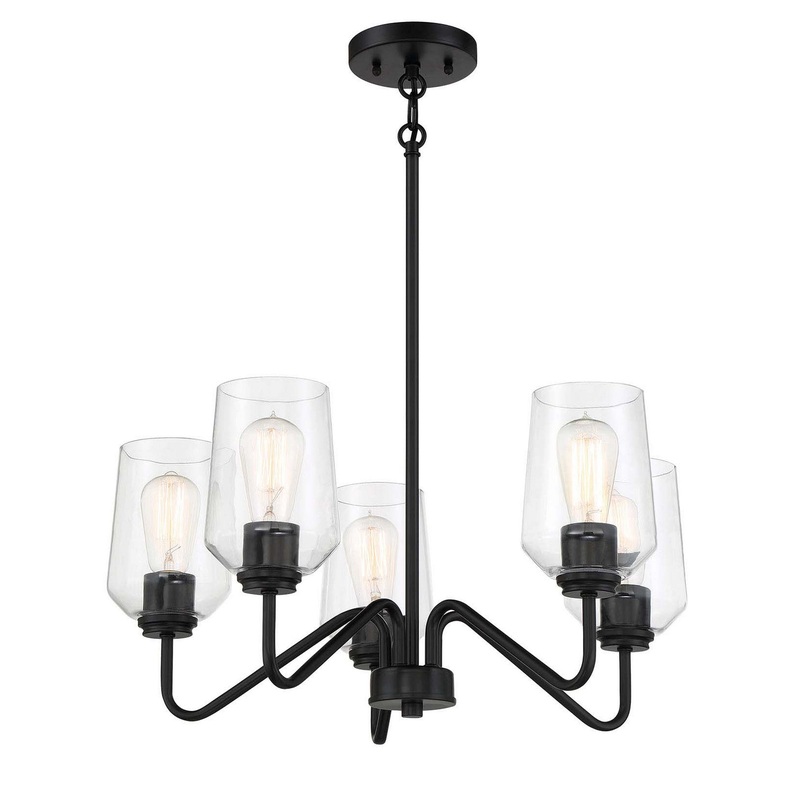 Shayna Five Light Chandelier in Flat Black