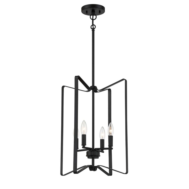 Shayna Four Light Foyer Pendant in Flat Black