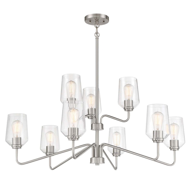 Shayna Nine Light Chandelier in Brushed Polished Nickel