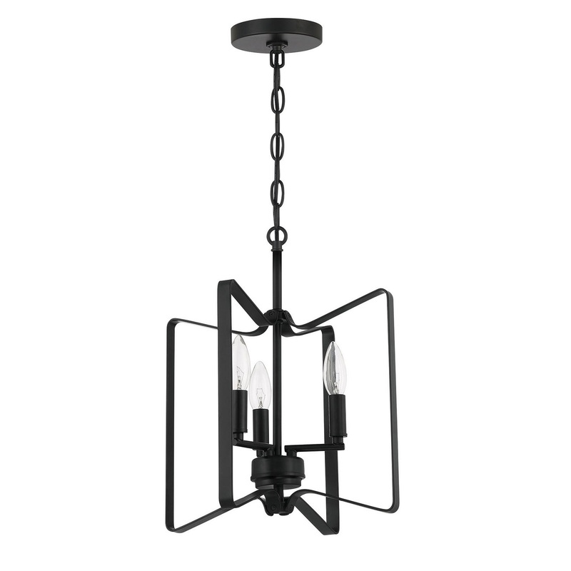 Shayna Three Light Convertible Semi Flush in Flat Black