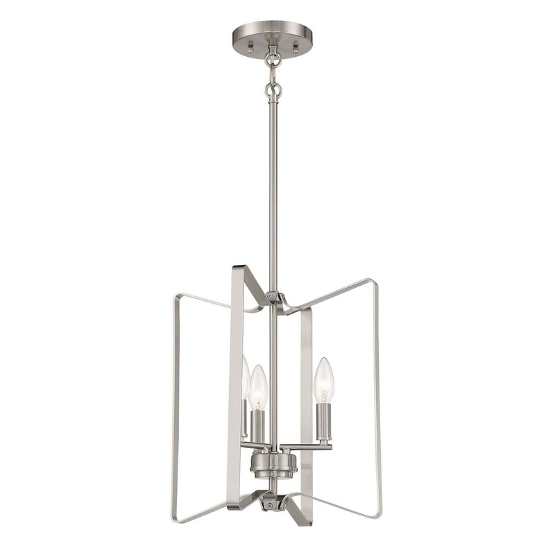 Shayna Three Light Foyer Pendant in Brushed Polished Nickel