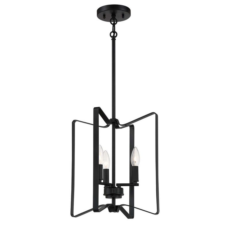 Shayna Three Light Foyer Pendant in Flat Black
