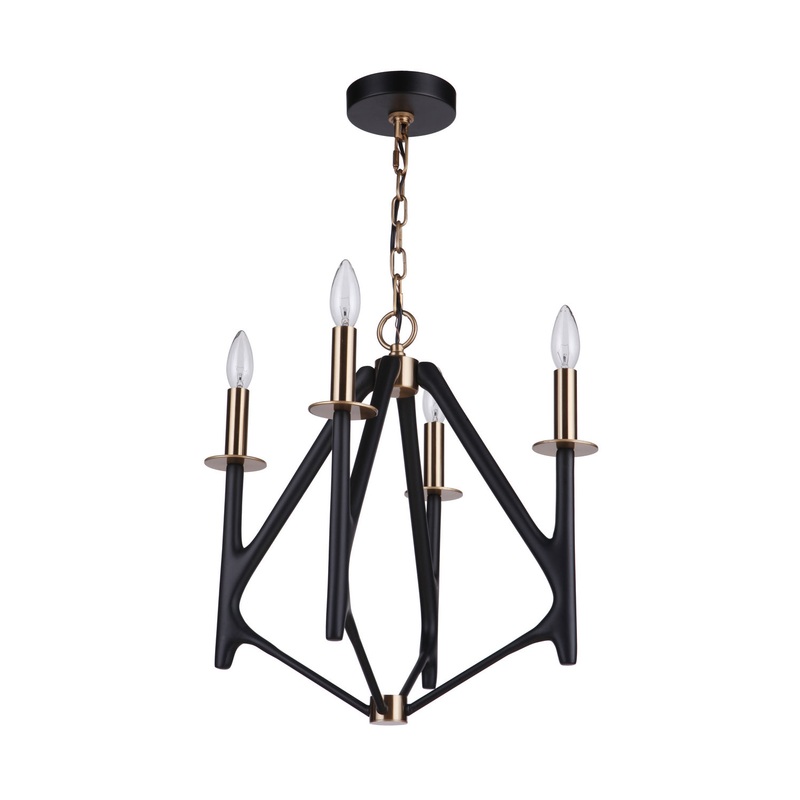 The Reserve Four Light Chandelier in Flat Black/Painted Nickel