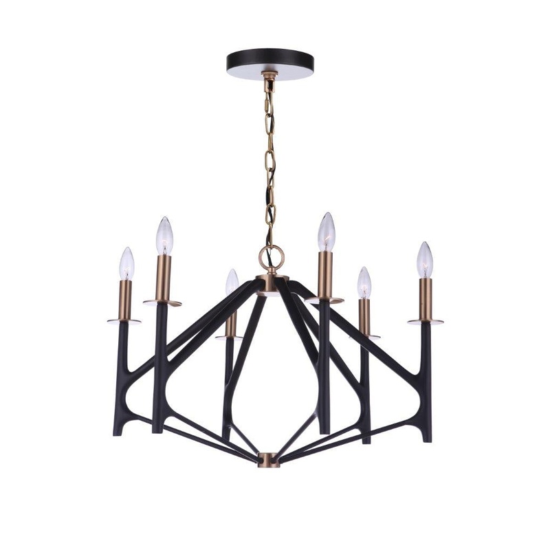 The Reserve Six Light Chandelier in Flat Black/Painted Nickel