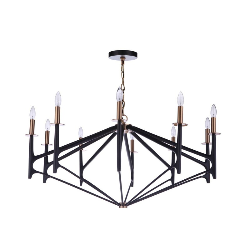 The Reserve Ten Light Chandelier in Flat Black/Painted Nickel