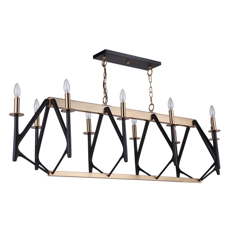 The Reserve Ten Light Island Pendant in Flat Black/Painted Nickel