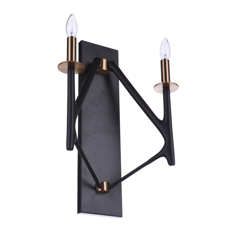 The Reserve Two Light Wall Sconce in Flat Black/Painted Nickel