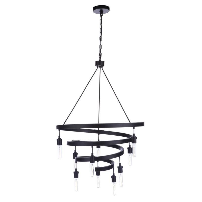 Tranquil Ten Light Chandelier in Flat Black