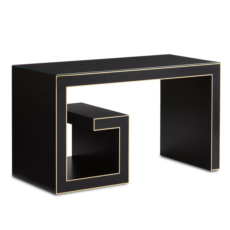 Barry Goralnick Writing Desk in Caviar Black/Gold