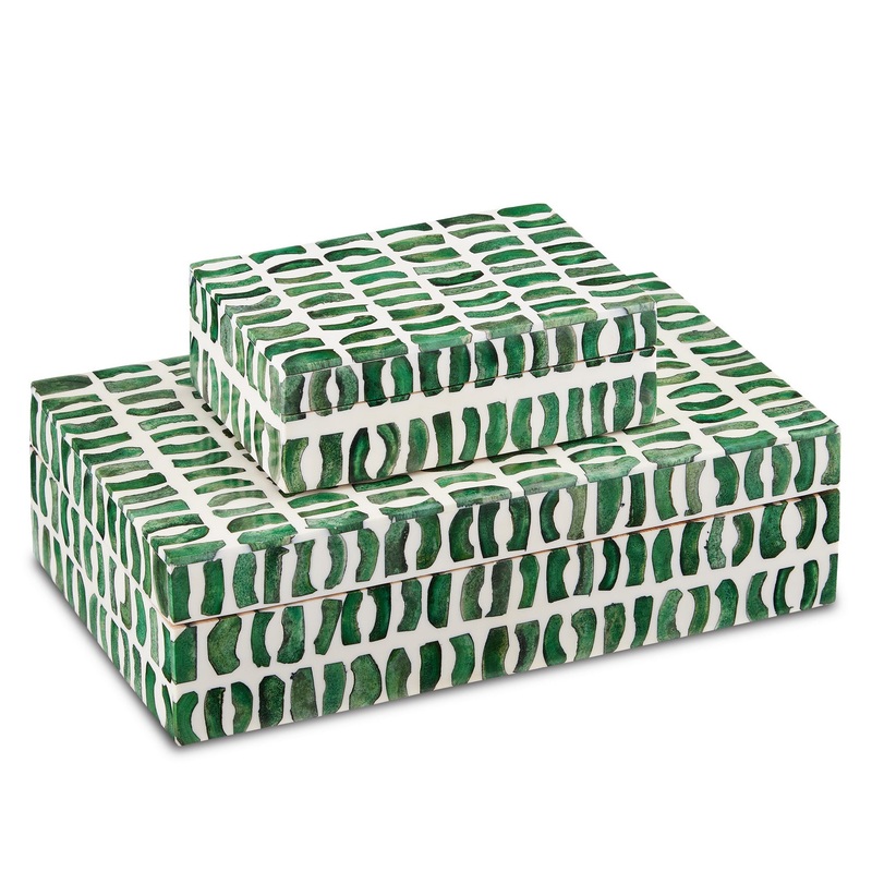 Box Set of 2 in Green/White