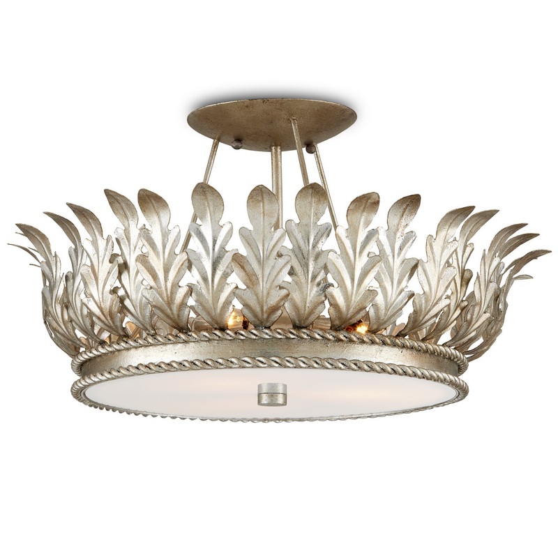 Bunny Williams Three Light Semi-Flush Mount in Champagne/White