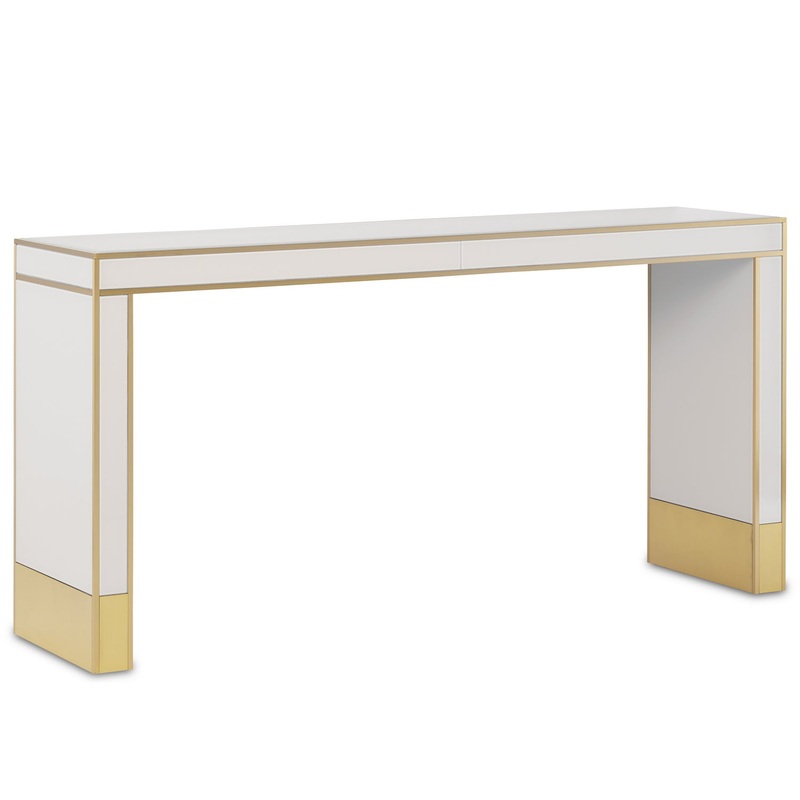 Console Table in Ivory/Satin Brass