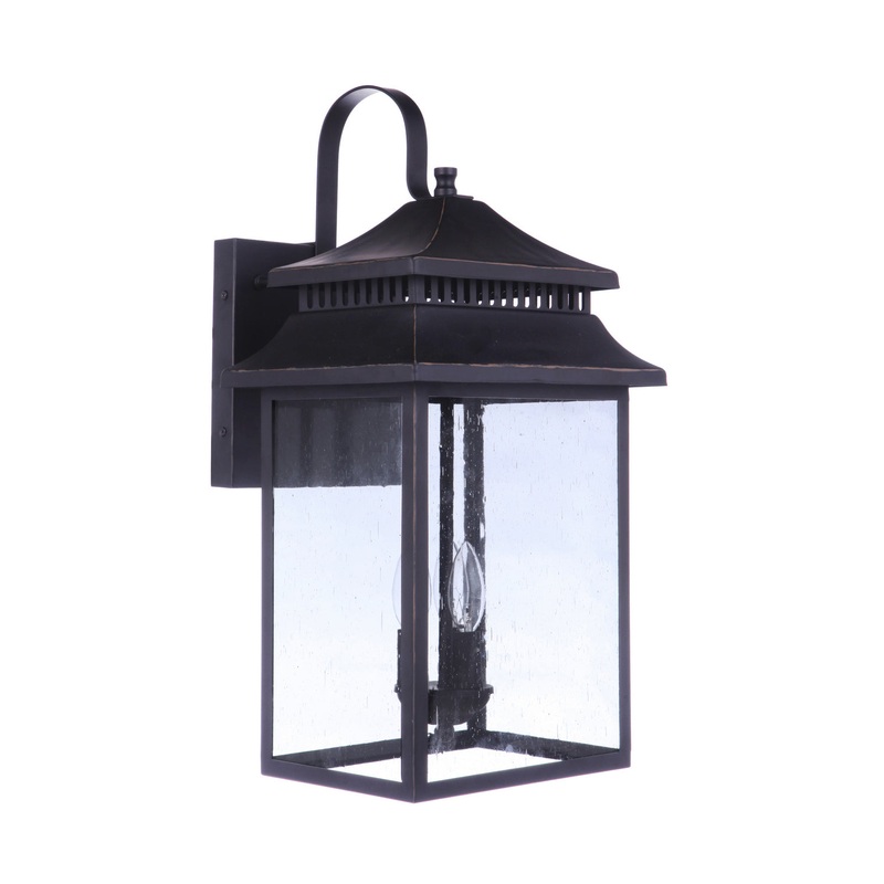 Crossbend Three Light Outdoor Lantern in Dark Bronze Gilded