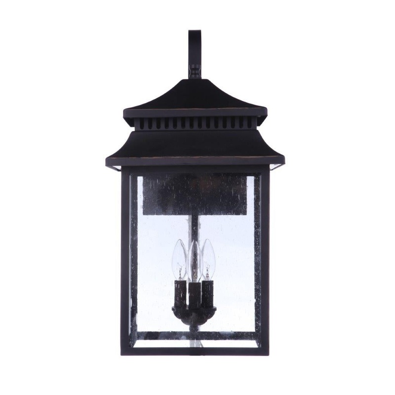 Crossbend Three Light Outdoor Lantern in Matte Black