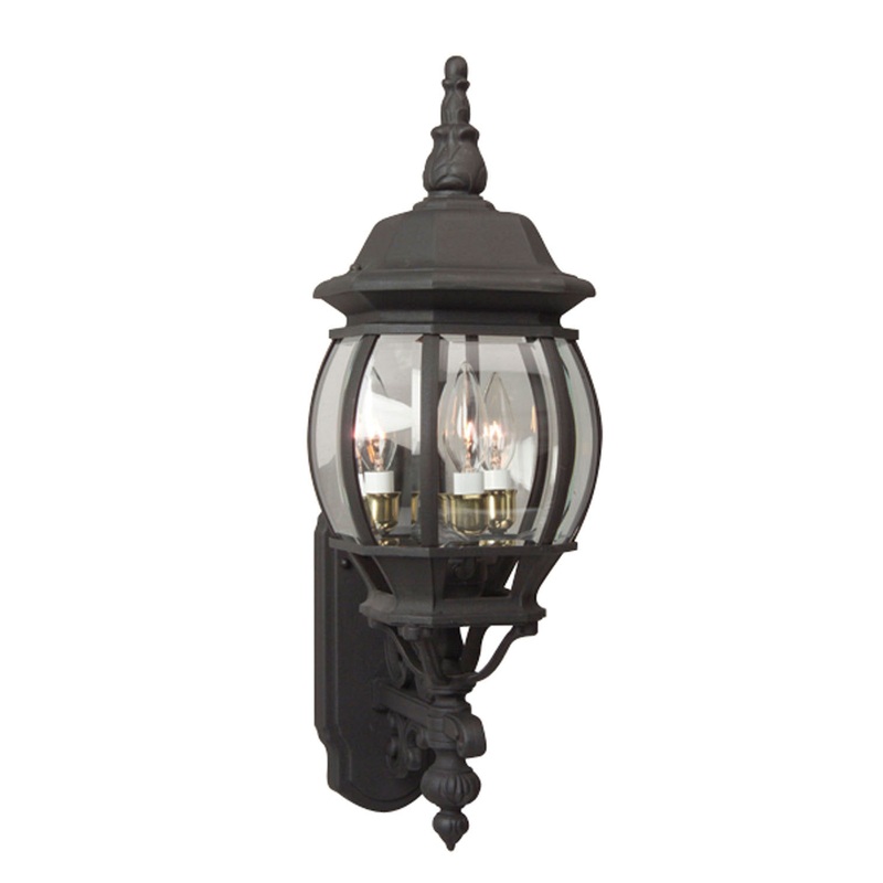 French Style Three Light Wall Mount in Textured Matte Black