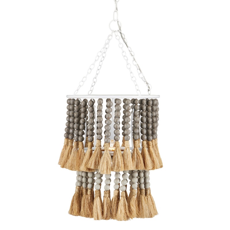Jamie Beckwith One Light Pendant in Sugar White/Taupe/Dove Gray/Natural