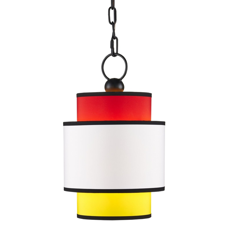 One Light Pendant in Multi-Color/Satin Black