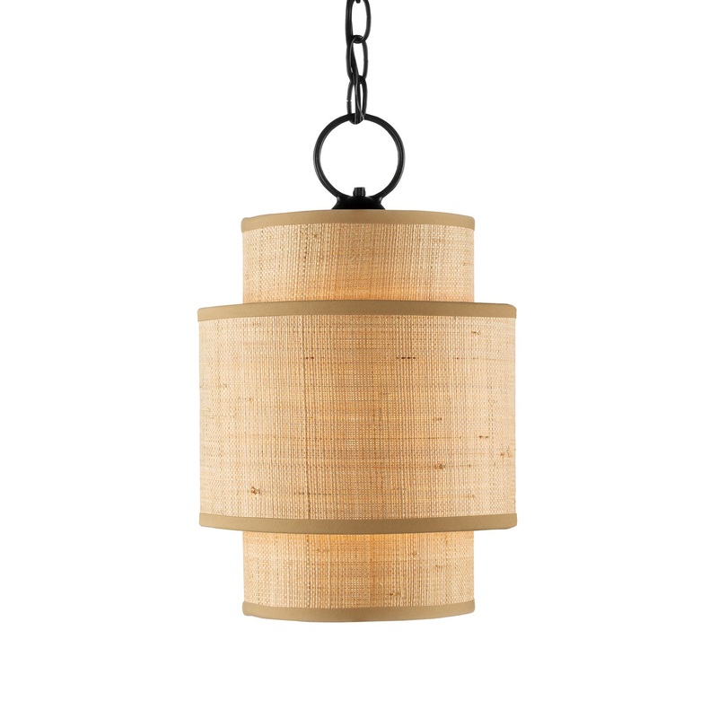 One Light Pendant in Natural/Satin Black