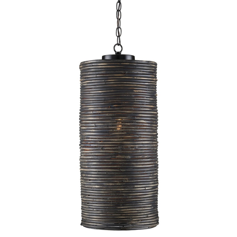 One Light Pendant in Satin Black/Graywash