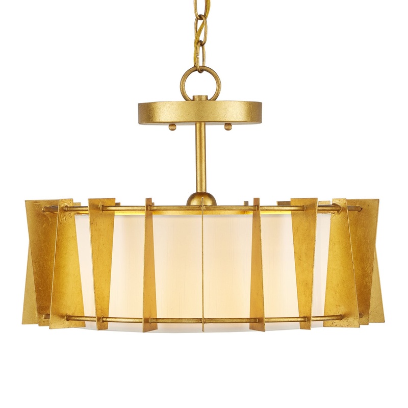 One Light Semi-Flush Mount in Gold Leaf