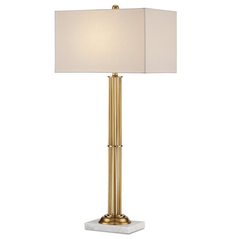 One Light Table Lamp in Antique Brass/White Marble